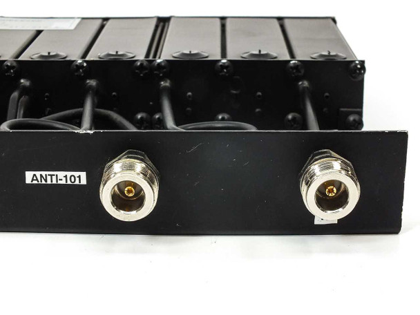 Fiplex DDBP 1622 duplexer – close-up of ANTI-101 port section showing two N-type female connectors on black front panel