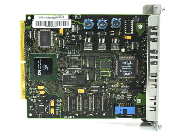 HP J4121A Switch Engine Module PCB top view showing Intel i960 processor and HP custom ASIC chips