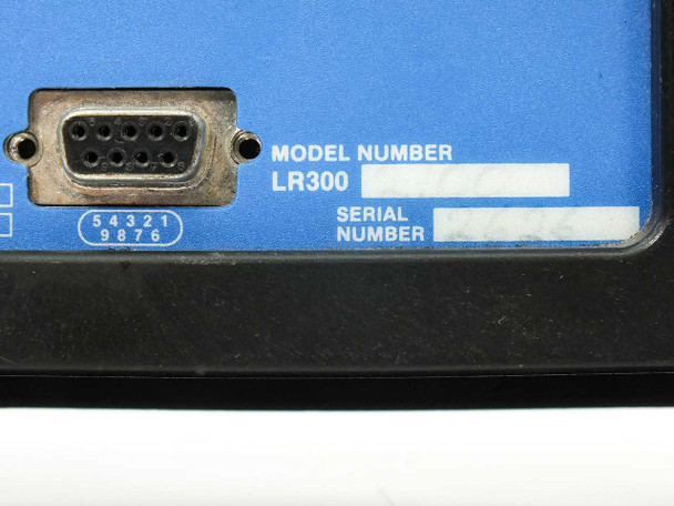 Span LR300 label plate showing model number LR300 and DB-9 serial connector detail