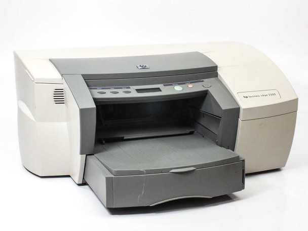 HP C2689A Business Inkjet 2200se color printer — front 3/4 view with paper tray extended, white and gray housing