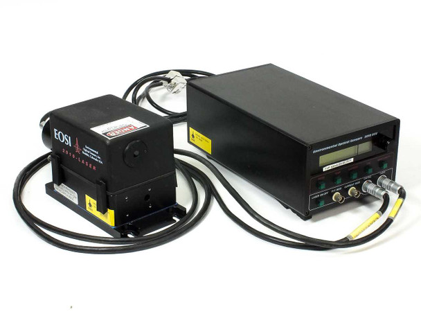 EOSI ECU-2010A external cavity tunable diode laser head and 2010-ECU controller unit — complete system front view with interconnect cables