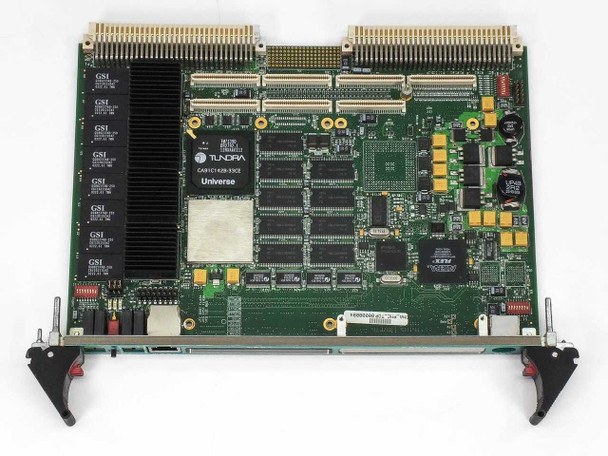 DNA Computing Solutions 700-01079-0335 PCM Board REV 8 — front face-on view showing Tundra Universe chip, memory arrays, and front panel connectors