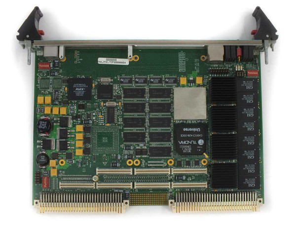 DNA Computing Solutions 700-01079-0335 PCM Board REV 8 — component side face-on view showing Altera FLEX chip, Tundra Universe chip, and populated memory