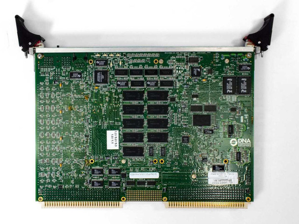 DNA Computing VQG4 VME module bottom-side PCB view showing dense IC population and DNA Computing Solutions logo