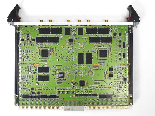 Curtiss-Wright SVME-414 VME system board bottom-side view showing full PCB layout with discrete logic ICs, memory devices, and VME backplane connectors