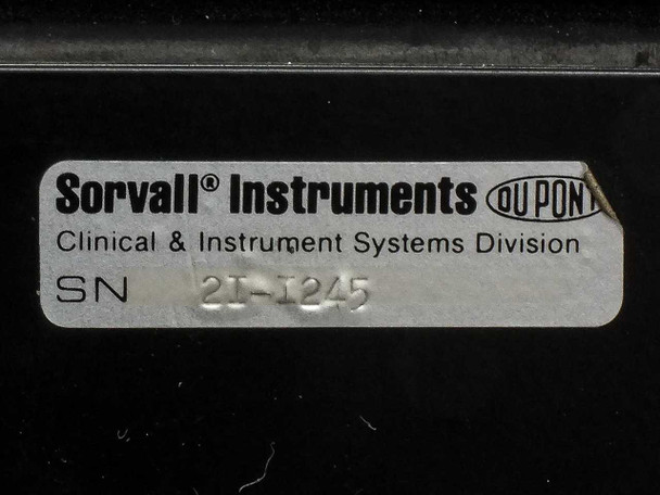 Sorvall Instruments DuPont serial number label reading SN 21-1245, Clinical and Instrument Systems Division