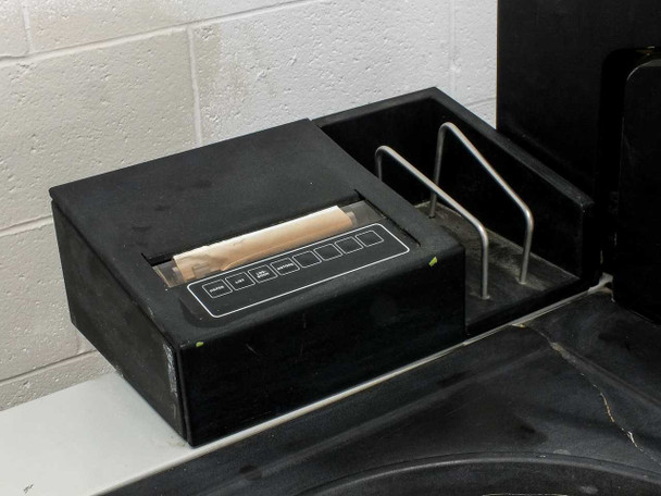 Sorvall RC-80 rotor chamber area open with rotor rack visible and a small printer or data logger unit beside the chamber opening