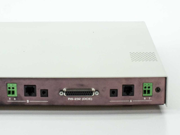 Spirent DLS 90 rear panel detail showing RS-232 DCE DB-25 connector and Port A and Port B loop terminal blocks