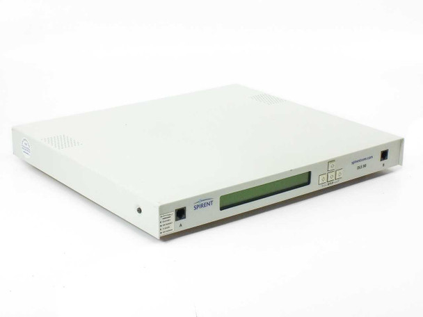Spirent DLS 90 Wireline Simulator DL9-26-9 front panel angled left view showing LCD display and Spirent logo