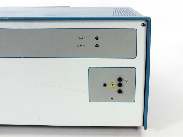 Spirent DLS 400 front panel – right side close-up showing Channel B loop port connector cluster with POWER and REMOTE LED indicators