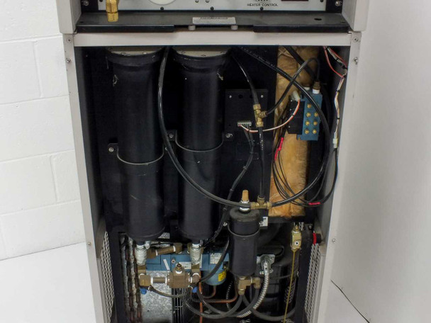 Thermonics T-2423 bottom nameplate label showing Model T-2423, Made in USA, with SN, Volts, Hz, and Amps fields blank