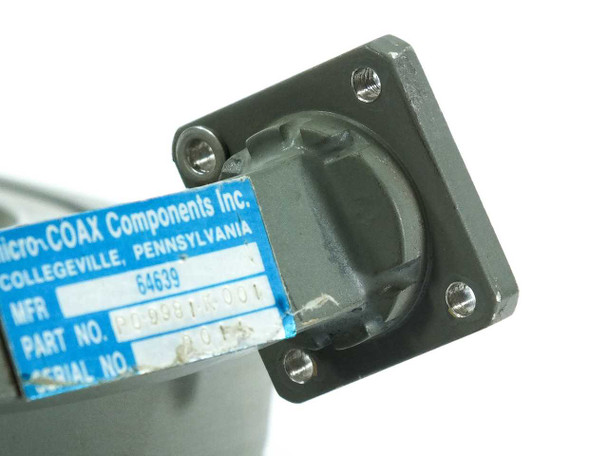 Micro-Coax PO.9981.K001 WR-62 waveguide delay line – second flange end and label side view