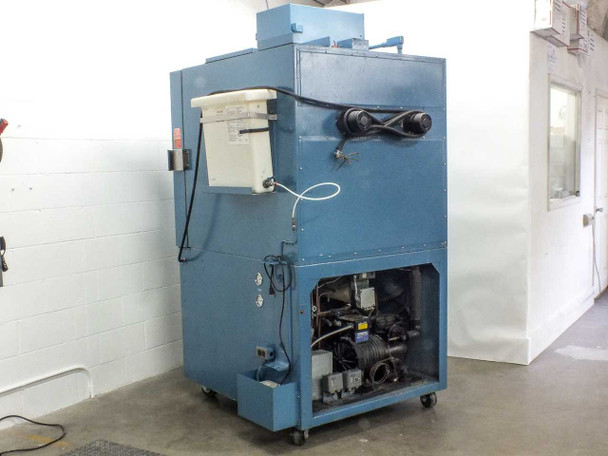 Thermotron SM-16-SL environmental test chamber rear view showing refrigeration compressor section and top-mounted ductwork connections
