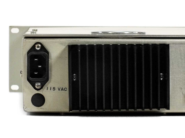 Miteq DN8000/5942 – rear panel close-up of IEC power inlet and heat sink with 115VAC marking