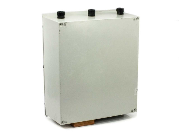 ICP DAS VPD-143 industrial control enclosure rear view showing plain IP66-rated polyester enclosure back panel with three cable entry glands on top