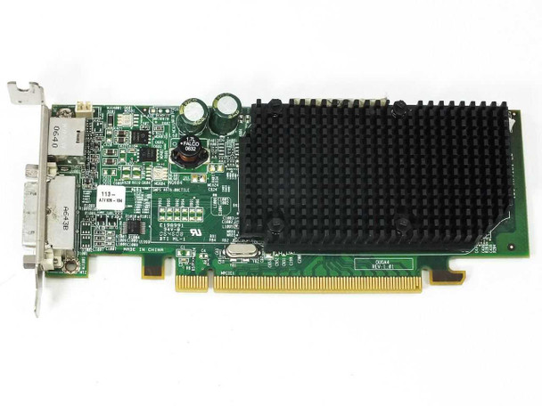 Dell KN303 ATI Radeon X1300 128MB low profile video card – alternate front angle showing passive heatsink, DVI-I, and S-Video bracket ports