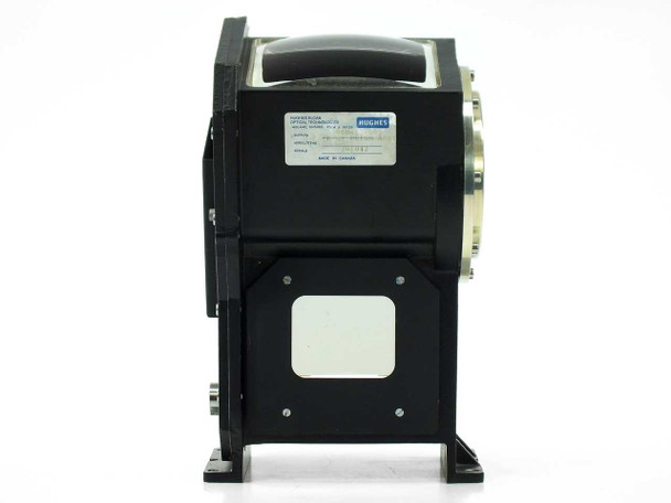 Hughes Elcan 900612-002 Prism Assembly – rear-left view showing large circular brass lens mount and circular output aperture with visible prism optic