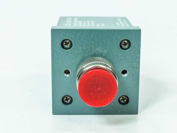 Narda 26500 Power Monitor – front face view showing N-type female RF input connector with red protective cap centered on teal housing