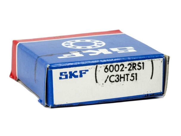 SKF 6002-2RS1/C3HT51 bearing in original SKF box — box end panel showing full model designation