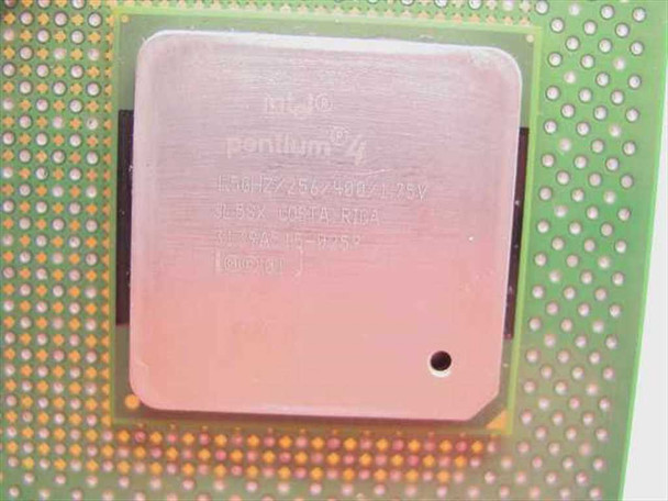 Intel Pentium 4 SL5SX processor IHS markings closeup — 1.5GHz/256/400/1.75V sSpec label visible
