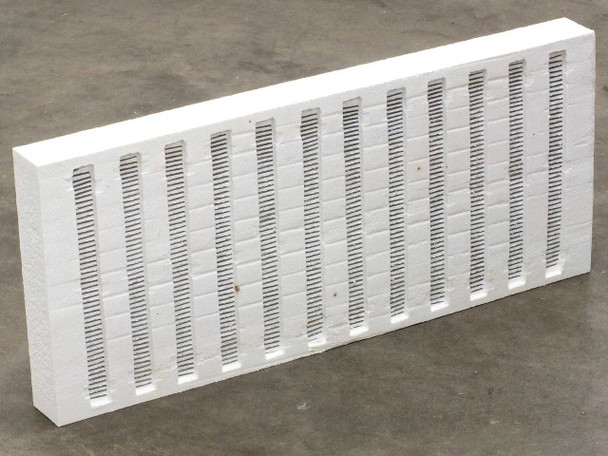 Rex Materials Moldatherm 4018-1676-00M ceramic fiber heater panel — front face showing embedded resistance wire heating elements in white ceramic body