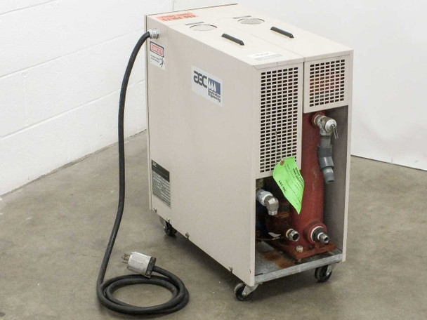 AEC TDWF7M09S4 True Temp TCU – right side view showing fluid connections, piping manifold, and power cord with twist-lock plug