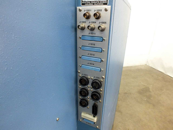Hughes 2470-II Wire Bonder Control Box — right-side connector panel showing labeled connectors J-1001 through J-1041, including circular multi-pin connectors and ribbon-style connectors