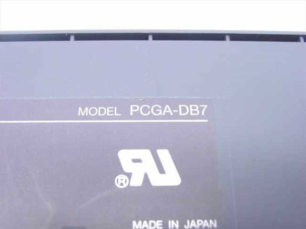 Sony PCGA-DB7 docking station — bottom label showing model number PCGA-DB7, UL mark, and Made in Japan text