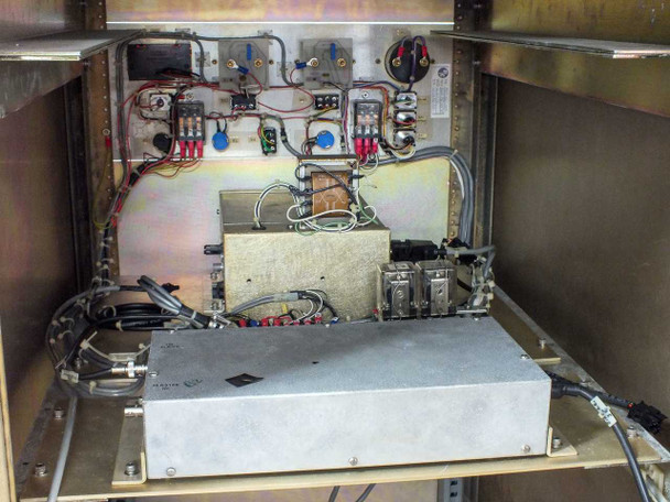 MRC 603-III high-voltage power cabinet interior showing wiring, contactors, transformer, and distribution components