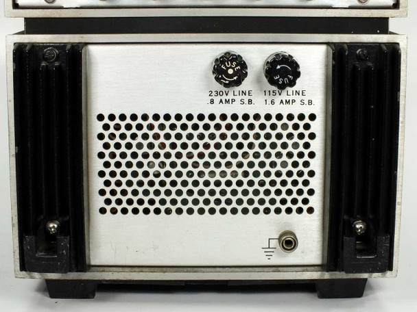 HP 180A Oscilloscope lower unit rear panel showing fuse panel with 230V 0.8A and 115V 1.6A fuse knobs and ventilation grille