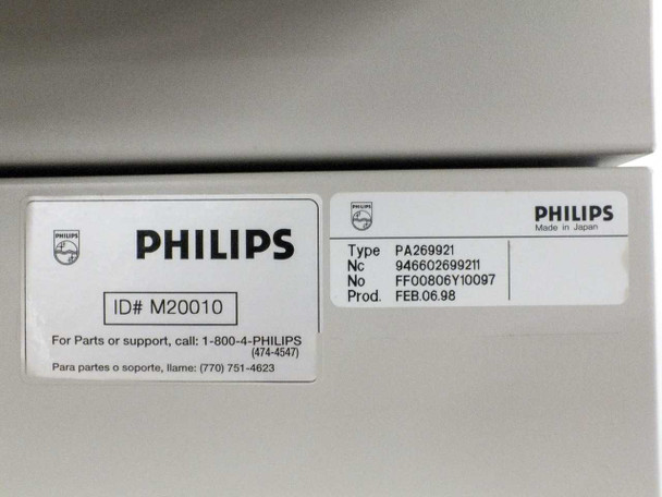 Philips Assembleon PA269921 identification label showing Type PA269921, NC 946602699211, No FF00806Y10097, Prod FEB.06.98, and ID M20010, Made in Japan