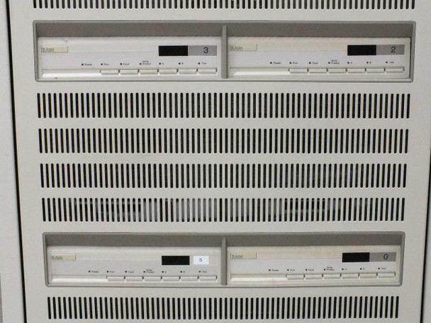 Digital SA600-xA front panel closeup — four RA90 DASD drive bay faceplates visible with LED indicators and unit numbering (0, 2, 3, 5); remaining bays empty