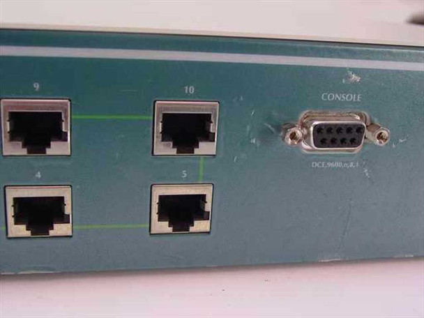 Network Peripherals NP-SET-210 — front panel close-up showing RJ-45 ports 4, 5, 9, 10 and DB-9 console port labeled DCE 9600