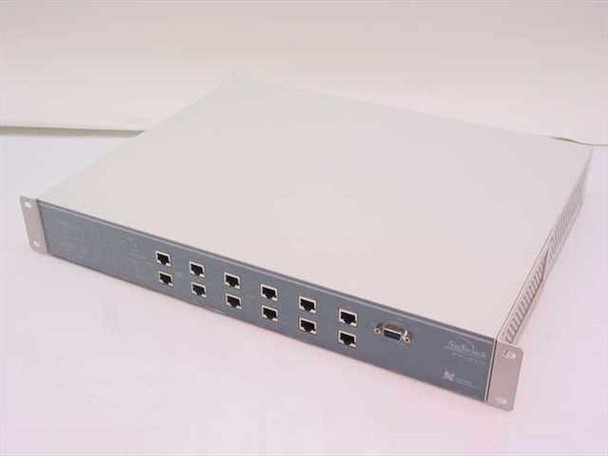 Network Peripherals NP-SET-210 NuSwitch FE-210 10-port Fast Ethernet switch — front panel angled view showing RJ-45 ports and console port