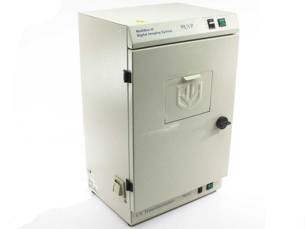 UVP MultiDoc-It Digital Imaging System front view showing closed darkroom cabinet with UV Transilluminator label at base
