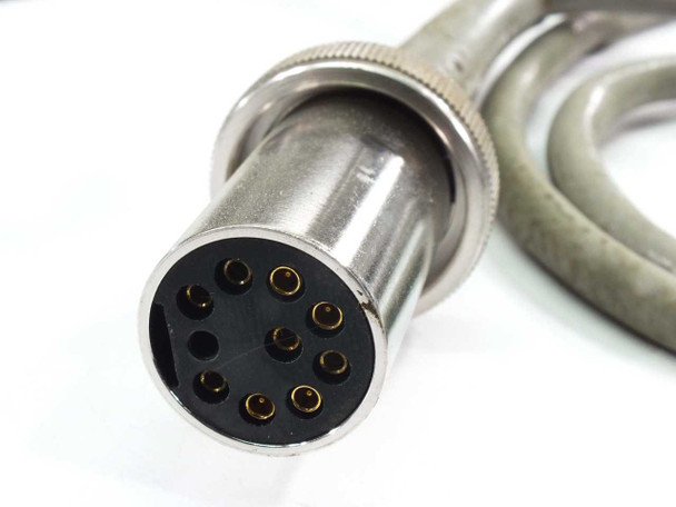 Close-up of multi-pin circular DIN-style interconnect cable connector included with the HP 8746B S-Parameter Test Set