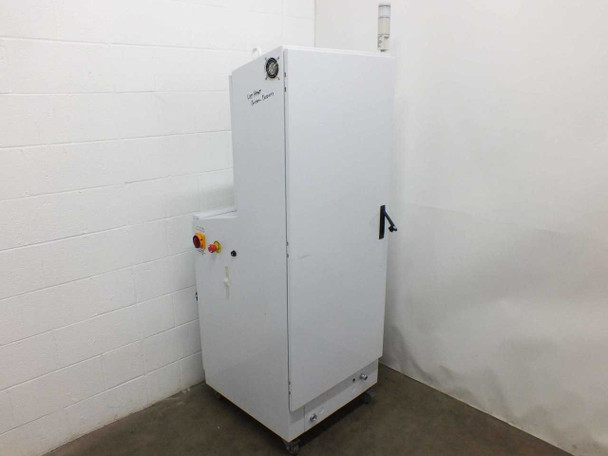 SCE Custom Hi-Pot Control Cabinet SCE-66ST2626WS — left side and rear view showing E-stop button, cabinet height, and caster base