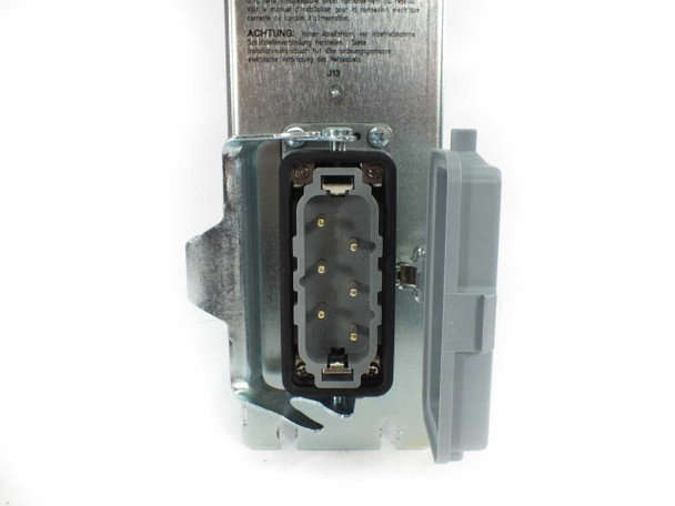 EMS 300-1290-03 – close-up of large multi-pin power input connector (J13) with protective cover