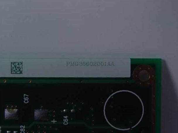 Intel PMG36602001AA part number printed on edge of MMC-2 mobile processor PCB — close-up label view