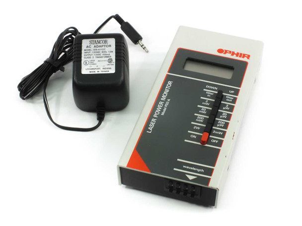 Ophir Optronics PD2-A Laser Power Monitor with included Stancor AC adapter power supply shown alongside unit
