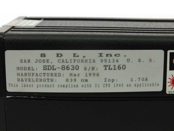 Spectra Diode Labs SDL-8630 Tunable CW Laser Diode w/ SDL-824 Laser Driver As Is