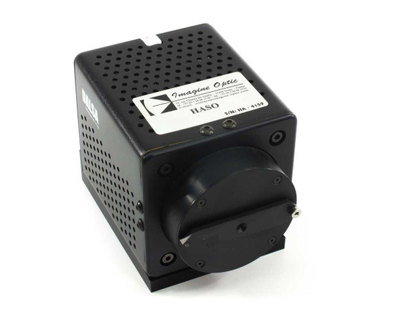 Imagine Optic HASO Dalsa DS-41 wavefront sensor head — front view showing lens port and optical aperture with Imagine Optic label and HASO branding