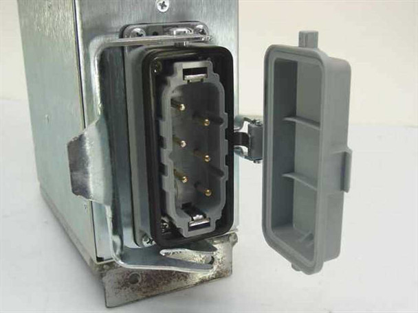 EMS 300-1393-01 Model 10 bottom connector close-up showing multi-pin power input connector with protective cover open