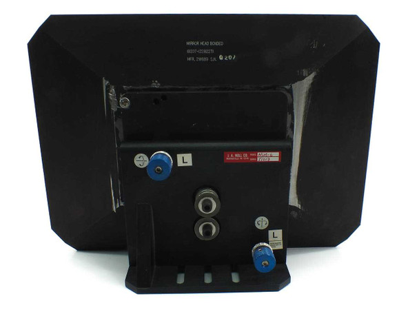 JA Noll NMC-6 optical instrument mirror mount rear view showing base plate, blue adjustment knobs, and J.A. Noll label