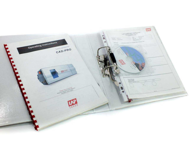 LAP CAD-PRO operating instructions manual (spiral-bound) and documentation binder with CD-ROM disc