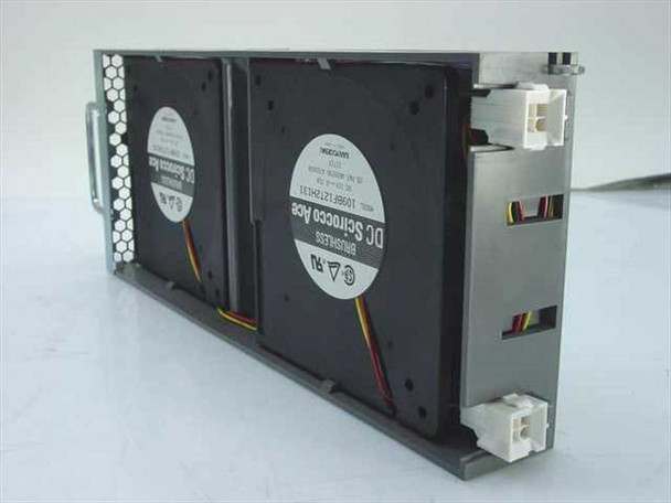 Sun 5403323-02 Dual Fan Tray – rear view showing two Sanyo DC Scirocco Ace brushless fan blades and white power connectors