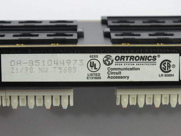 Ortronics OR-851044973 label detail showing model number, date code 21/98, UL Listed E131600, and CSA LR 90894 certifications