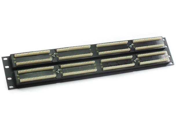 Ortronics OR-851004038 patch panel rear view showing 110 punch-down termination blocks across all 48 positions
