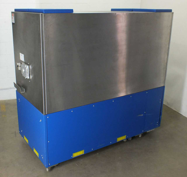 Lambda Physik NovaLine K2020B excimer laser – right-rear view showing stainless steel upper enclosure and blue base cabinet