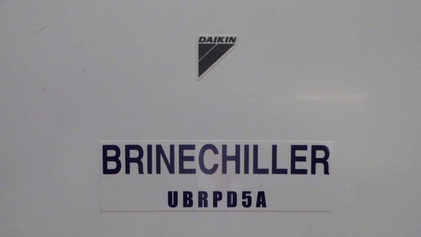 Daikin UBRPD5A-2 Brine Chiller – close-up of DAIKIN logo and BRINECHILLER UBRPD5A front nameplate